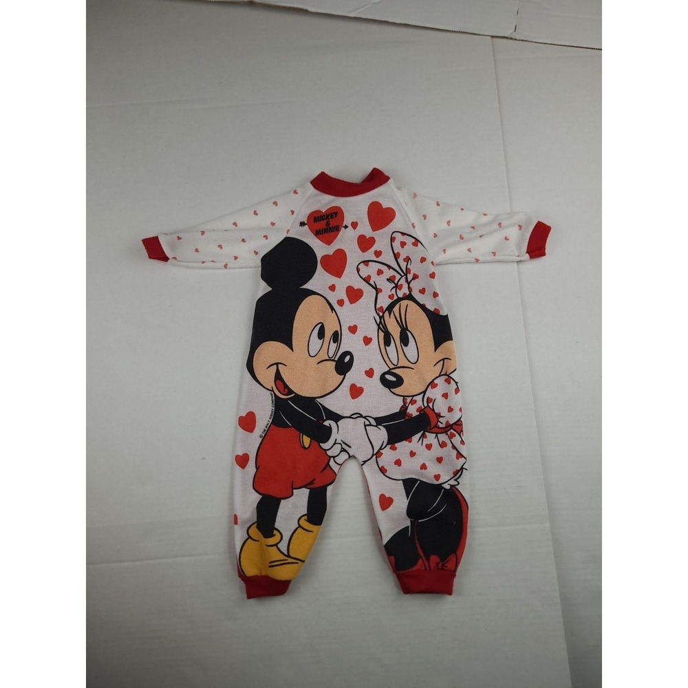 Vintage Disney Mickey Mouse One Piece Outfit Pajamas Minnie By Jog Togs‎ Hearts